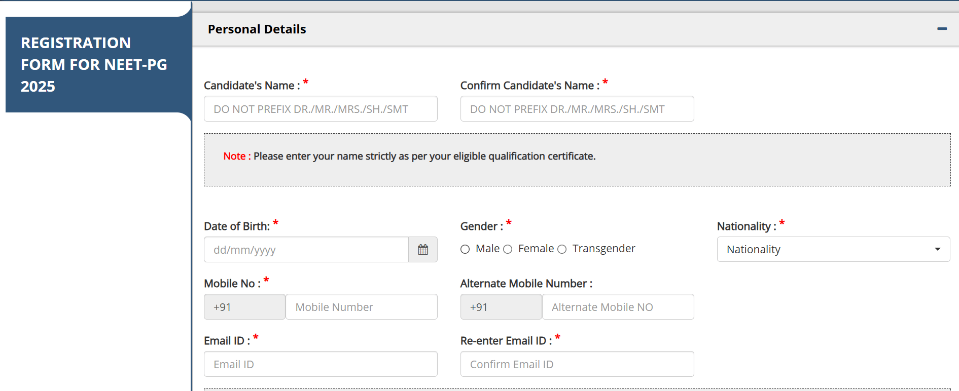 NEET PG Application Form 2025