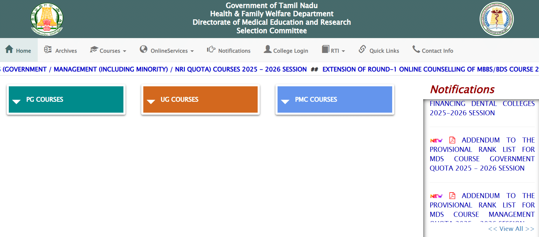 Tamil Nadu NEET UG Admission 2025