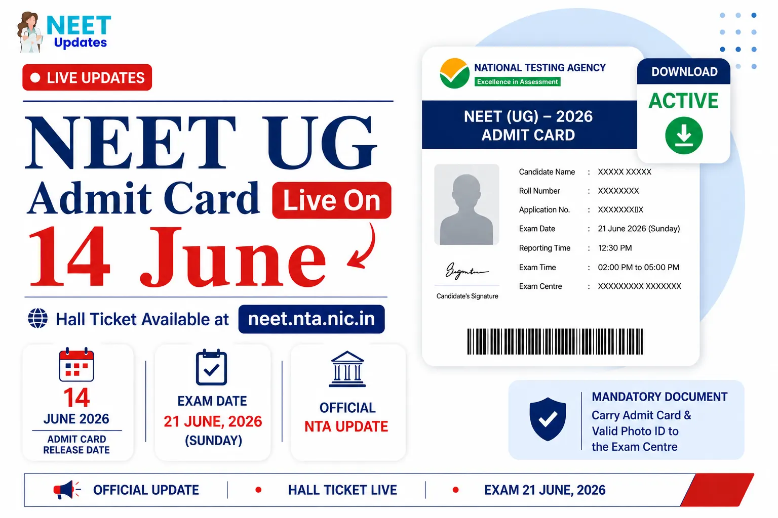 NEET UG Admit Card 2026
