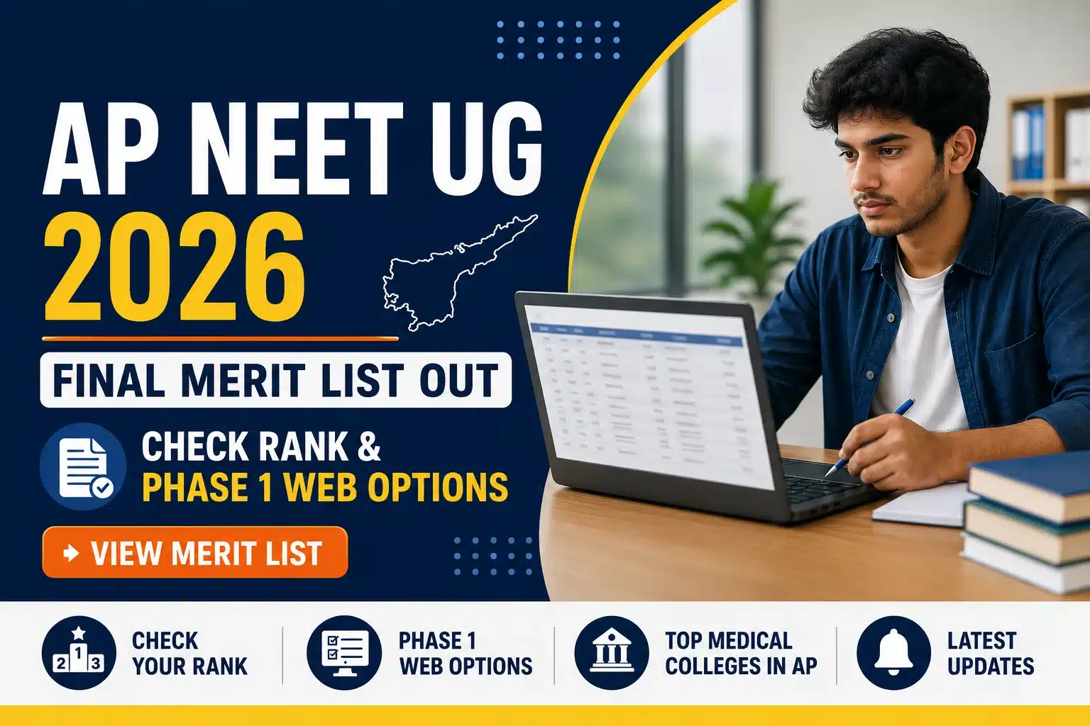 AP NEET UG 2026 Final Merit List Out: Check Rank & Phase 1 Web OptionsĀ | Neet Updates AP NEET UG 2026 Final Merit List
