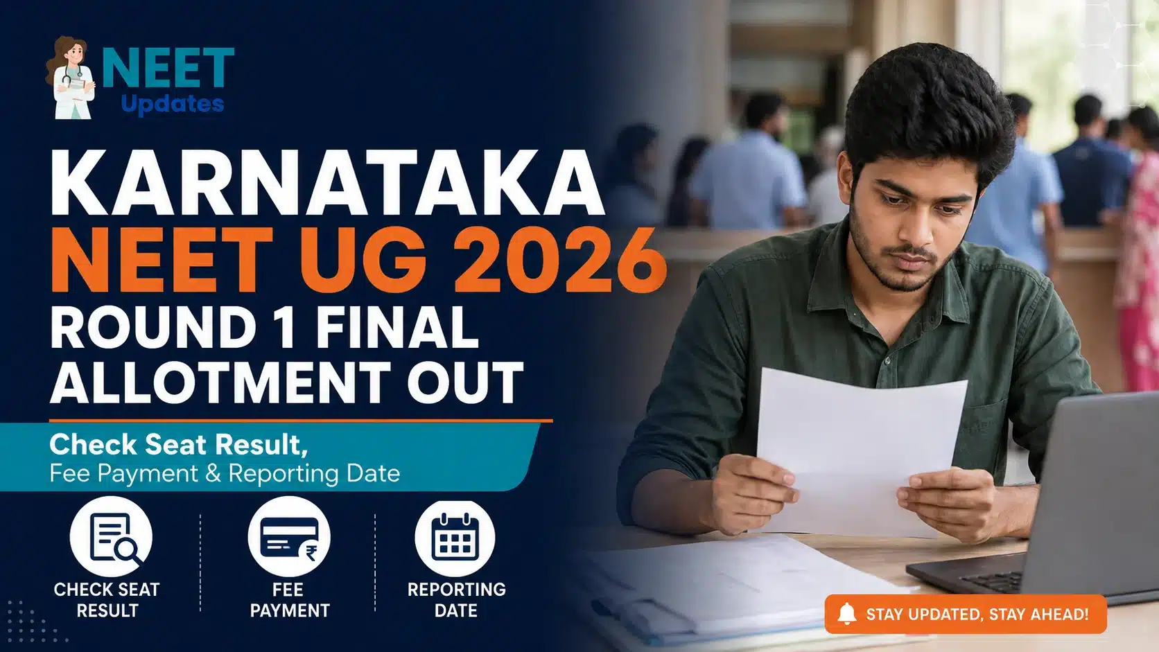 Karnataka NEET UG 2026 Round 1 Final Allotment Out: Check Seat Result, Fee Payment & Reporting Date | Neet Updates Karnataka NEET UG 2026 Round 1 Final Allotment