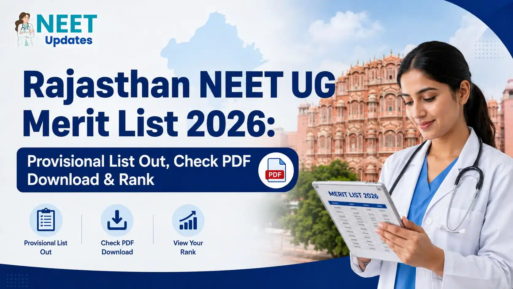 Rajasthan NEET UG Merit List 2026: Provisional List Out, Check PDF Download & Rank | Neet Updates Rajasthan NEET UG Merit List 2026