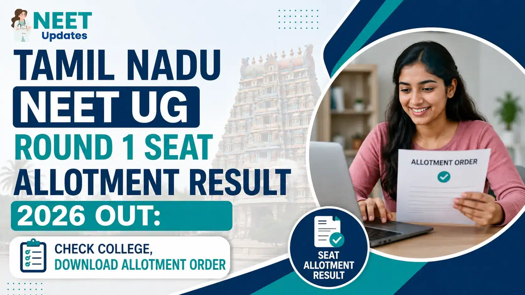 Tamil Nadu NEET UG Round 1 Seat Allotment Result 2026